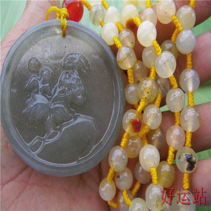 促销新款黄龙玉向阳花吊坠男女款项链玉石挂件玉佩手工玉饰品收藏