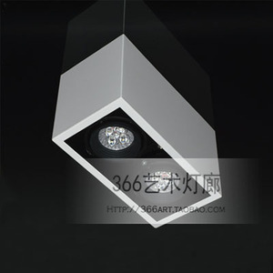 明装双头LED格栅射灯 盒仔灯 盒子灯 内黑外白 方形无孔 合仔燈