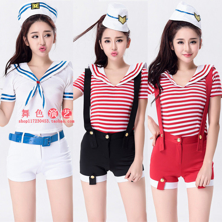 Nightclub Bib Set stripe navy Sailor Halloween Game uniforms role Act clothing Navy loadedin the Women's clothing/Boutique , Costume/National costume/Stage costumes , National costume/Costumes  category - from Buy2taobao.com to provide professional Taobao agent buy service