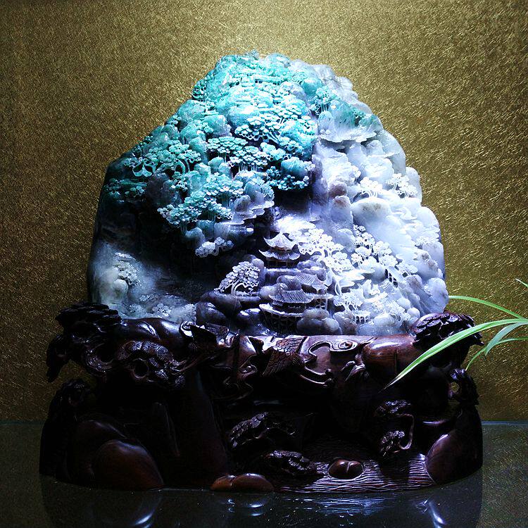 国之精品 青山常在 中国四大名玉南阳独山玉精雕意境风水山子摆件