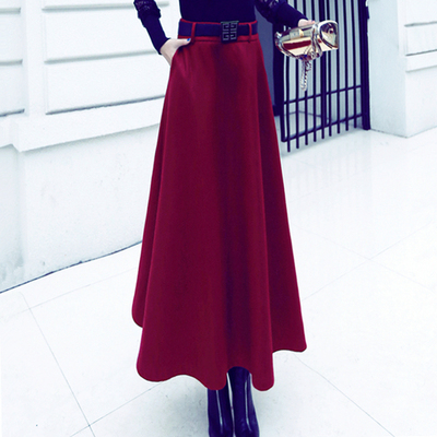 季半身裙2015新款女装加厚羊毛呢半身长裙 A