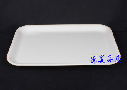 18寸德美密胺长方形托盘白色仿瓷单位食堂餐盘家用塑料食品大托盘