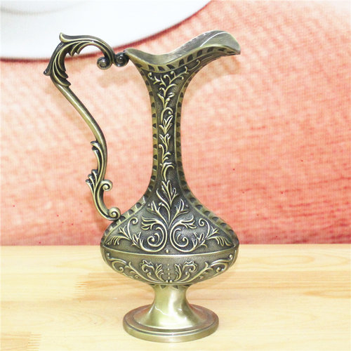 巴基斯坦工艺品铜器摆件10英寸铜如意民族扁壶家居装饰礼品YT500