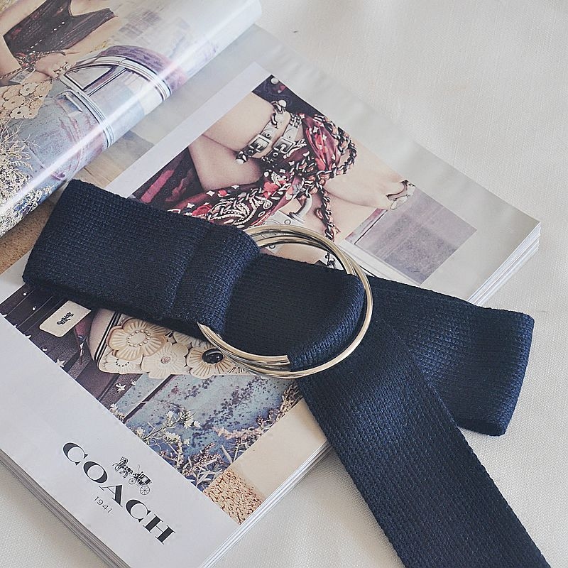 原创蓝白色双圆环针织加宽毛衣