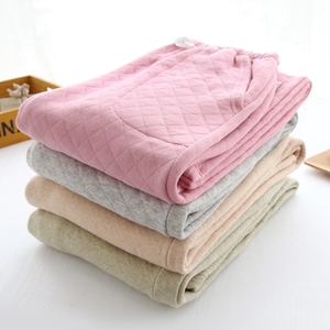 新品女士全棉睡裤加厚休闲长裤秋冬季针织彩棉保暖空气层宽松加大