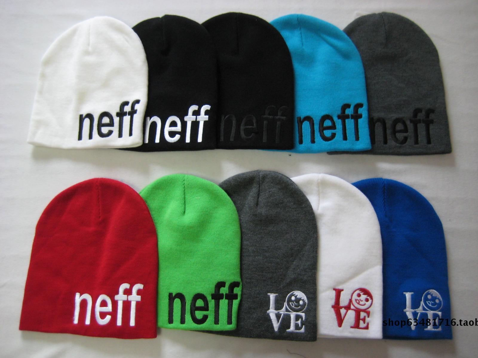 neff刺绣冷帽潮毛线针织运动帽子