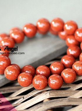 纯天然手链女士红竹石