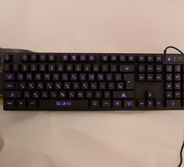 包邮七彩韩语键盘发光超薄静音夜光朝鲜语 韩国蓝色背光韩文键盘