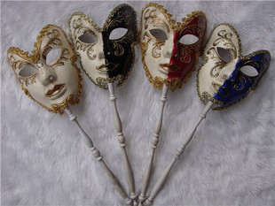 手持式高档cosplay意大利威尼斯化装舞会狂欢全脸手柄男款面具