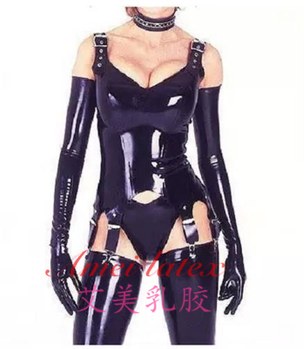 乳胶吊带衣 乳胶手套 乳胶长筒袜  乳胶内裤四件套