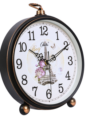 康巴丝(COMPAS) 欧式座钟表静音客厅台钟创意卧室床头时钟石英