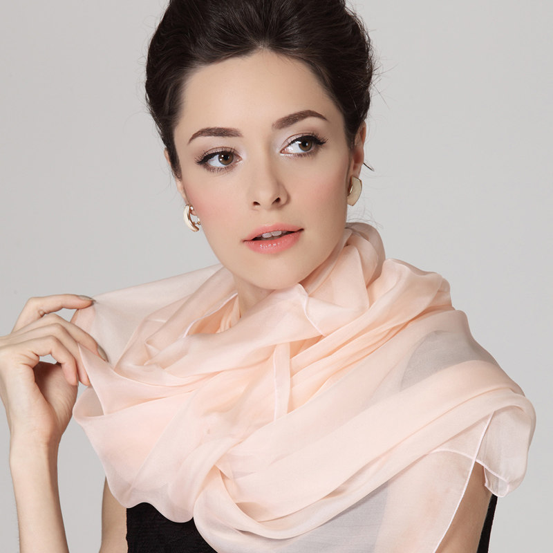 桑蚕丝丝巾粉色围巾！手感很好