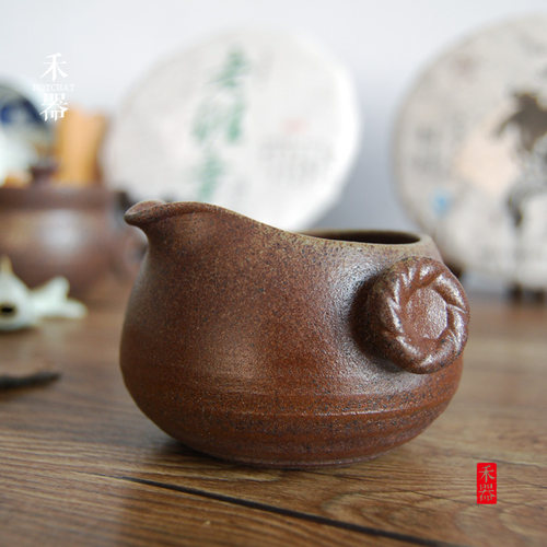 禾器堂 纯手工粗陶功夫茶具普洱分茶器 公杯 匀杯 茶道公道杯