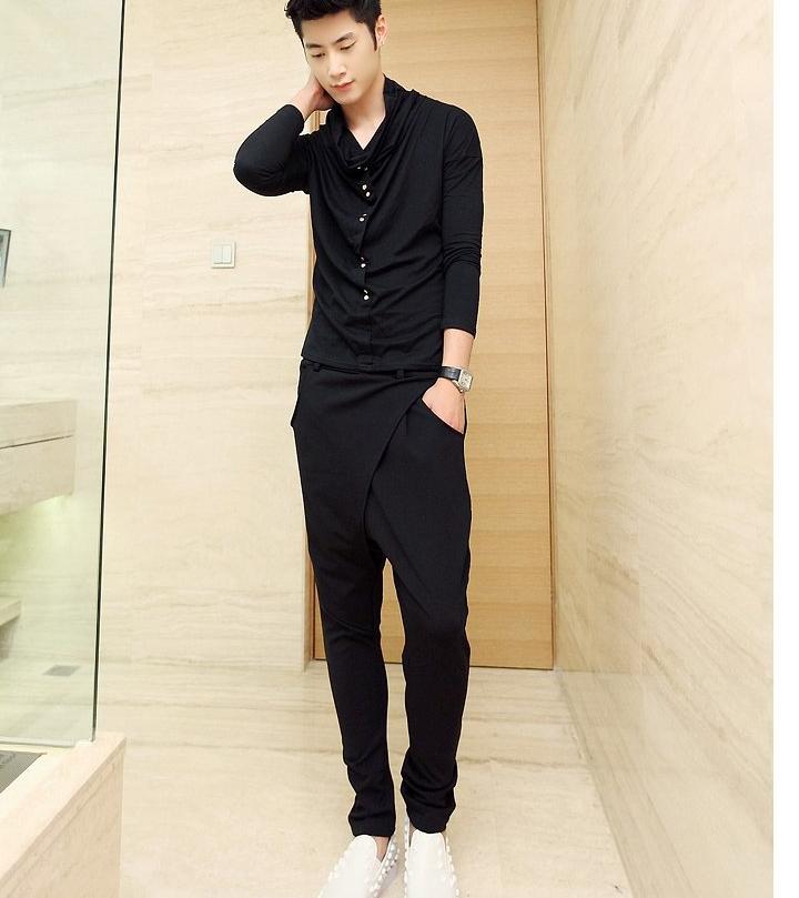 大码韩版贴布小脚夜场休闲裤