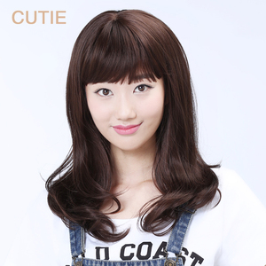 娇滴滴假发 女齐刘海空气薄刘海梨花头 逼真中长卷发整顶假发套