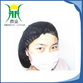 无菌帽 一次性帽子 黑色条形帽 防尘帽 工作帽 无纺布食品帽