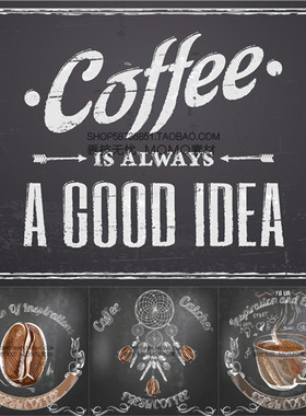 A3282矢量黑板粉笔咖啡手绘花纹菜单装饰图案 AI设计素材
