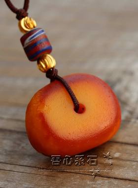 『系石苑』DIY散珠M-10古董蜜蜡西藏传世老蜜蜡片老蜜蜡饼子项钏