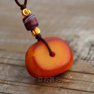 『系石苑』DIY散珠M-10古董蜜蜡西藏传世老蜜蜡片老蜜蜡饼子项钏