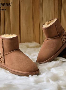 澳洲代购SHEARERS正品雪地靴动物纹拼色/奶牛纹/豹纹短靴女