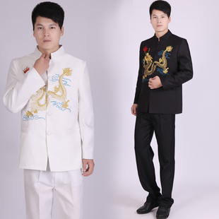 彩龙立领中山装 大合唱服装 绣龙装 男装 舞台演出服主持人服装 新款