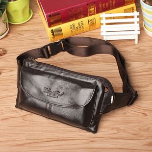 喜枝秀戶外運(yùn)動牛皮腰包 腰包隱形超薄男包包手機(jī)包 真皮胸包男士