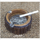 泰国烟灰缸实木烟缸摆件时尚 工艺礼品创意大号复古家居东南亚 个性