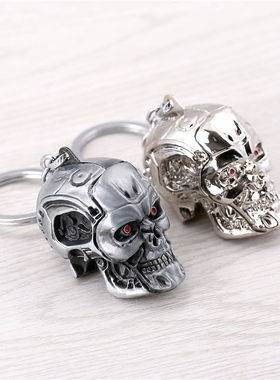 电影周边The Terminator终结者t800面具骷髅头合金立体钥匙扣挂件