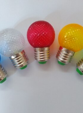 彩色灯泡led灯泡 3W 1W 2W 红黄蓝绿白 跑马灯水晶新款灯泡E27