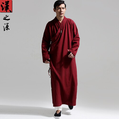 民国斜襟长袍禅意居士改良汉服
