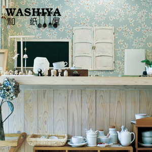 【和纸屋】地中海北欧水蓝色叶纹背景 进口日本墙纸壁纸 按米卖
