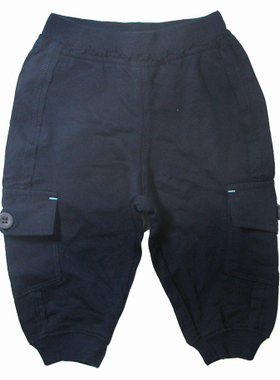 哟呼！外贸L 3-6个月深蓝色全棉春夏长裤单裤