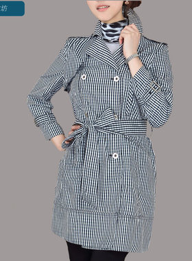 春款新品女装专柜黑白肩章风衣