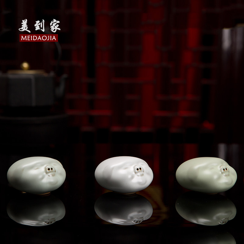 美到家汝窑茶宠精品摆件猪年吉祥茶宠摆件