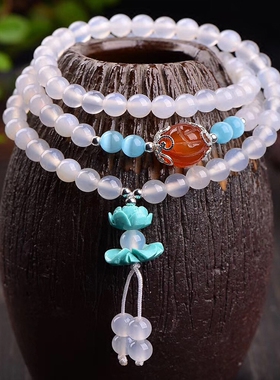 天然手串蓝色白玛瑙