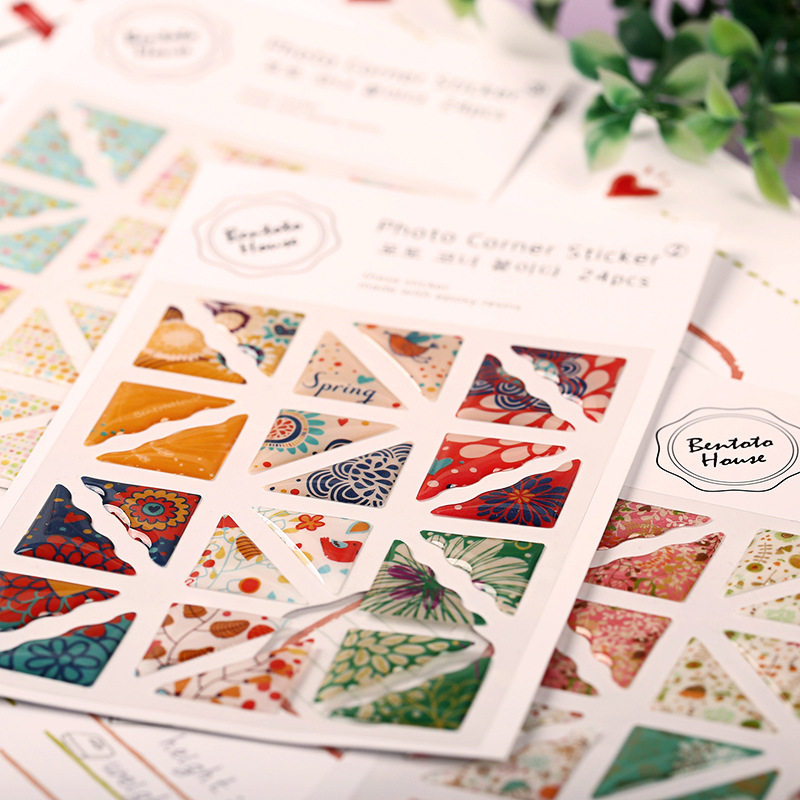 甜美小碎花直角花边日记相册装饰贴 立体滴胶黏贴式相册角贴新091