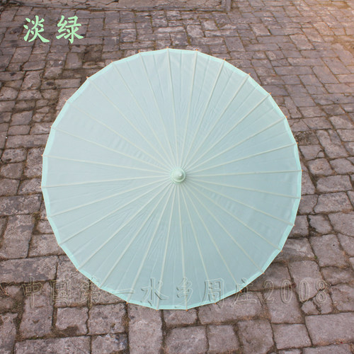 古风旗袍走秀舞蹈伞白色绸布