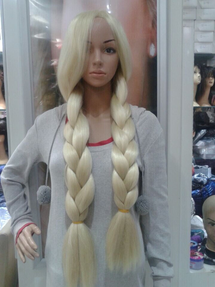 淡金色加粗麻花辫造型 中分刘海 村姑牧羊女欧美外贸假发 cos假发