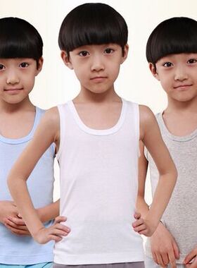童装新款夏装男女童大童时尚白色跨栏内衣打底衫儿童的背心 纯棉