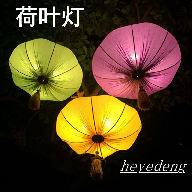 包邮仿古吊灯荷叶灯具中式灯笼农家乐重庆小面餐厅灯LED布艺吊灯