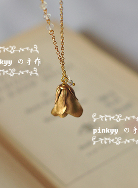 手作美国进口立体玫瑰项链