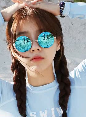 欧美韩代圆框彩膜潮原宿圆形