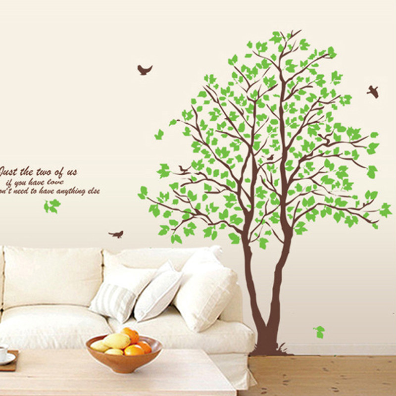 浪漫情侣树可移除墙贴绿色大型客厅玄关装饰沙发电视背景墙贴纸画
