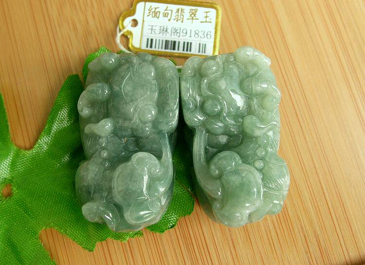 如意天然a货情侣貔貅吊坠缅甸玉