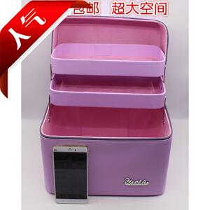 手提化妆包超大双层美容箱化妆师专业箱纹绣美睫工具收纳小方包邮