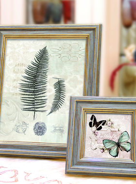 欧式复古做旧相框挂墙组合相框摆台7寸6寸创意居家摆件A4证书框