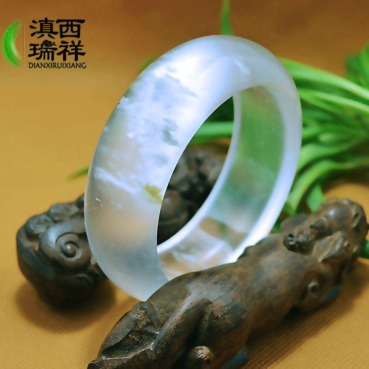 滇西瑞祥 a货水沫玉石水沫子与翡翠共生玉镯女手镯女sm508 59mm