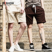 viishow2016夏装新款短裤 欧美时尚简约纯色短裤男 亚麻五分短裤