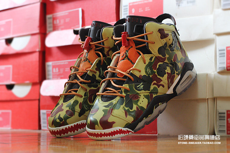 STY定制Air Jordan 6 AJ6乔治城 灰蓝麂皮 潮流迷彩WGM高帮篮球鞋