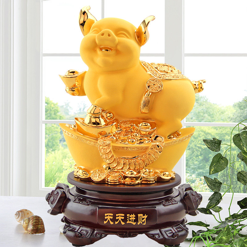 招财元宝金猪摆件十二生肖猪创意工艺品家居客厅酒柜装饰乔迁礼品